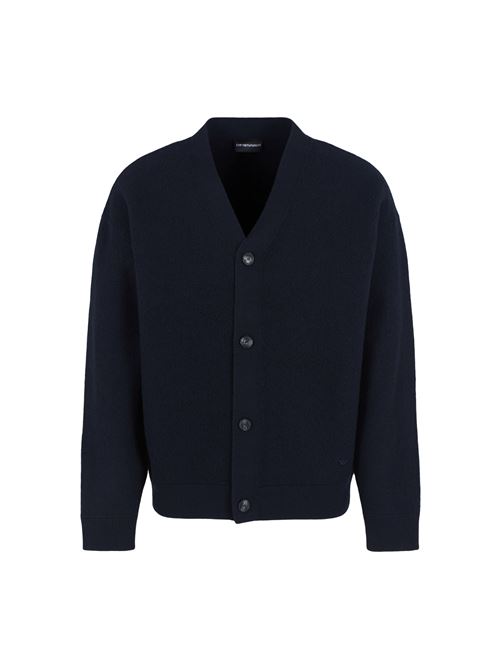 CARDIGAN SCOLLO V IN LANA VERGINE EFFETTO FELPA EMPORIO ARMANI EMPORIO ARMANI | 6D1MX61MJEZ920